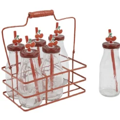 Rangement|Gifi Panier et 6 bouteilles design cerise