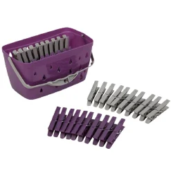 Entretien Du Linge|Gifi Panier et 30 pinces à linge violet gris