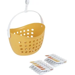 Entretien Du Linge|Gifi Panier orange avec 12 pinces à linge