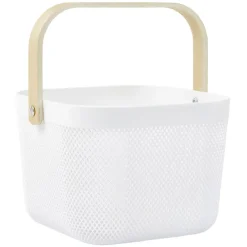 Rangement|Gifi Panier plastique avec anse blanc et naturel - L24 x l24 x H18 cm