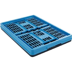 Rangement|Gifi Panier pliable en plastique bleu et noir 45L