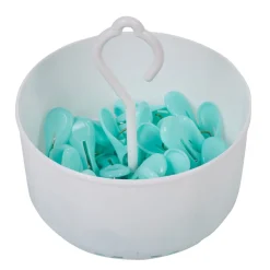 Entretien Du Linge|Gifi Panier rond blanc avec pince à linge x24