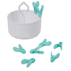 Entretien Du Linge|Gifi Panier rond blanc avec pince à linge x24