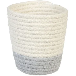 Rangement|Gifi Panier rond bohème coton blanc gris