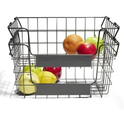 Rangement|Gifi Panier superposable taille S métal noir 34,5x24x14cm