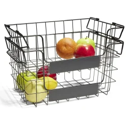 Rangement|Gifi Panier superposable taille M métal noir 34,5x24x19cm