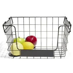 Rangement|Gifi Panier superposable taille M métal noir 34,5x24x19cm