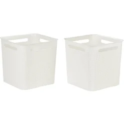 Rangement|Gifi Paniers à linge blancs design perforé 18 L x2