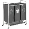 Entretien Du Linge|Gifi Panière à linge 3 compartiments à roulettes