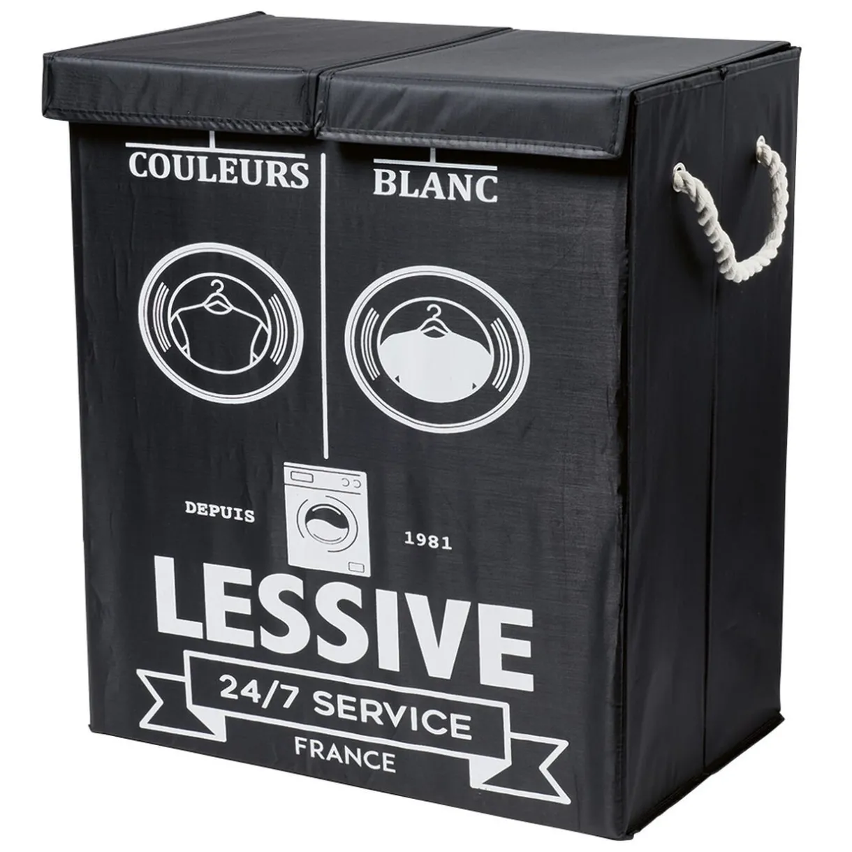 Entretien Du Linge|Gifi Panière à linge 2 compartiments couleurs et blanc