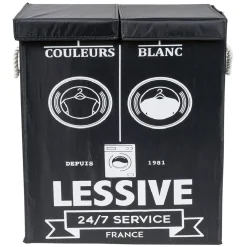Entretien Du Linge|Gifi Panière à linge 2 compartiments couleurs et blanc