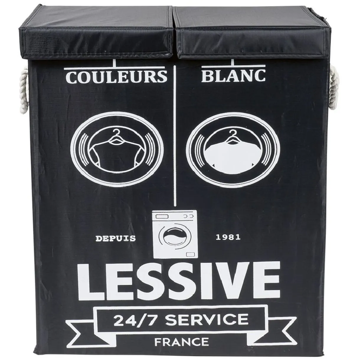 Entretien Du Linge|Gifi Panière à linge 2 compartiments couleurs et blanc