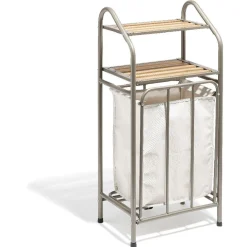 Entretien Du Linge|Gifi Panière à linge avec étagères bambou naturel