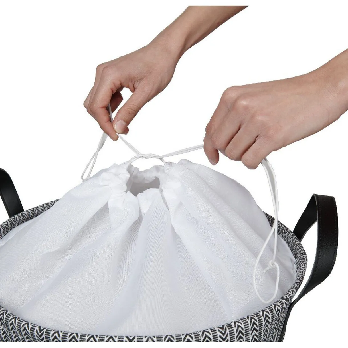 Entretien Du Linge|Gifi Panière à linge canvas noir et blanc