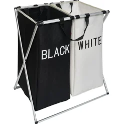 Entretien Du Linge|Gifi Panière à linge de tri blanc noir