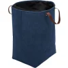 Entretien Du Linge|Gifi Panière à linge 58L avec anses polyester bleu marine effet velours