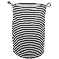 Entretien Du Linge|Gifi Panière à linge 75L blanc rayé noir Ø40xH60cm
