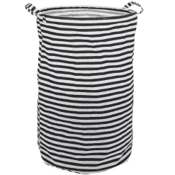 Entretien Du Linge|Gifi Panière à linge 75L blanc rayé noir Ø40xH60cm