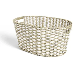 Entretien Du Linge|Gifi Panière à linge 41L 58xH28x43cm jonc de mer beige et blanc