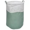 Entretien Du Linge|Gifi Panière à linge motif terrazzo effet granit vert et blanc 91L