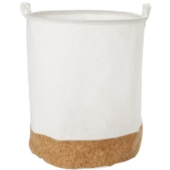 Entretien Du Linge|Gifi Panière à linge ronde en coton blanc