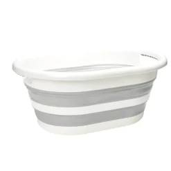 Entretien Du Linge|Gifi Panière à linge rétactable 26L plastique gris et blanc