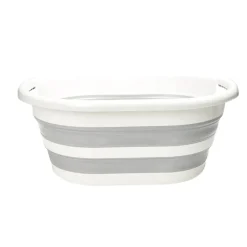 Entretien Du Linge|Gifi Panière à linge rétactable 26L plastique gris et blanc