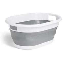 Entretien Du Linge|Gifi Panière à linge rétractable 54x23x39cm plastique blanc et gris
