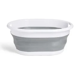 Entretien Du Linge|Gifi Panière à linge rétractable 54x23x39cm plastique blanc et gris