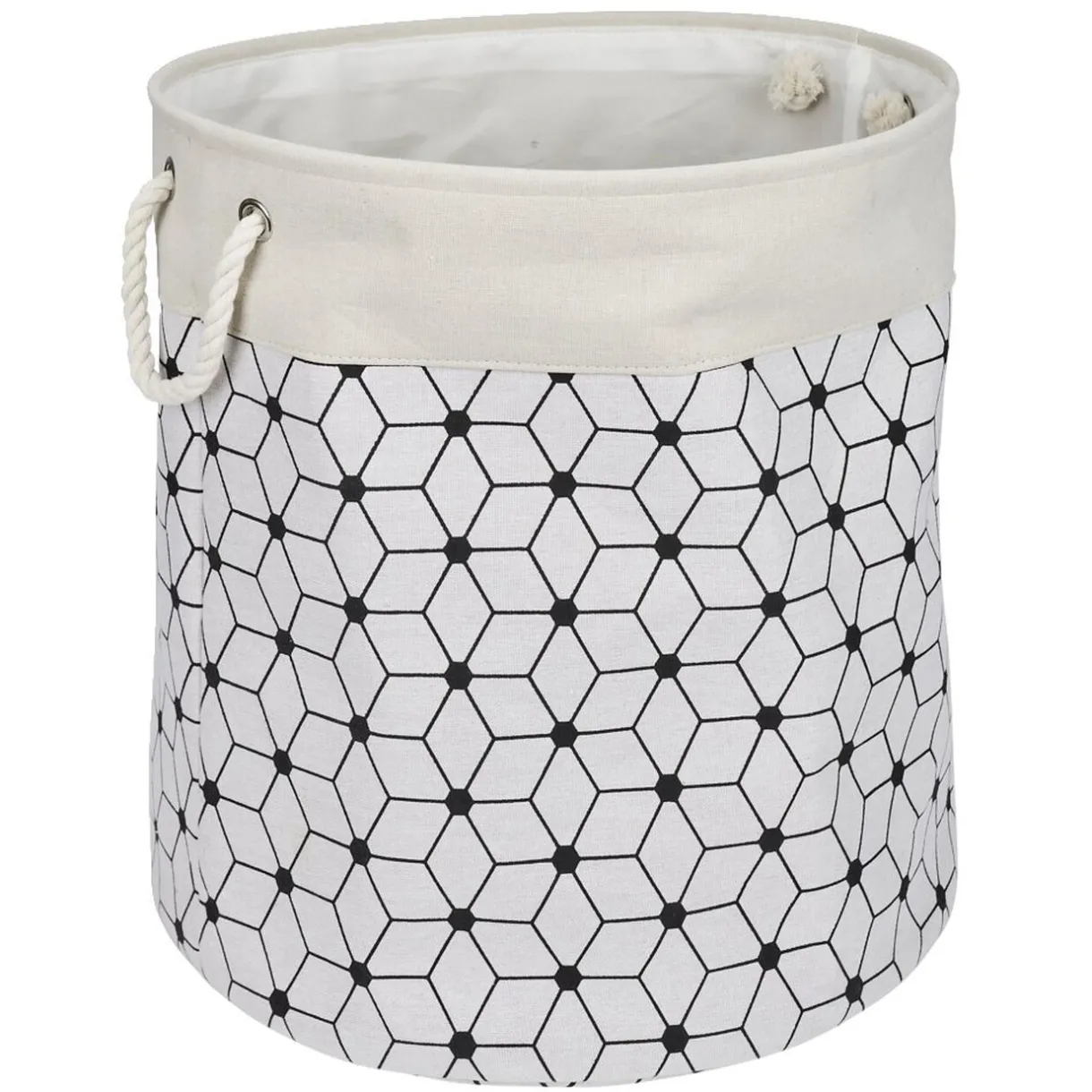Entretien Du Linge|Gifi Panière à linge souple 72L motifs géométriques polyester beige