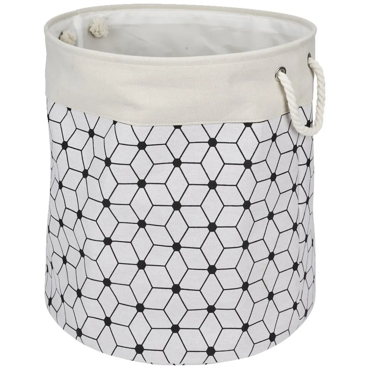 Entretien Du Linge|Gifi Panière à linge souple 72L motifs géométriques polyester beige