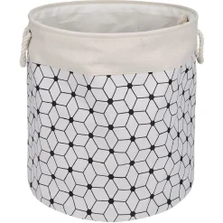 Entretien Du Linge|Gifi Panière à linge souple 72L motifs géométriques polyester beige