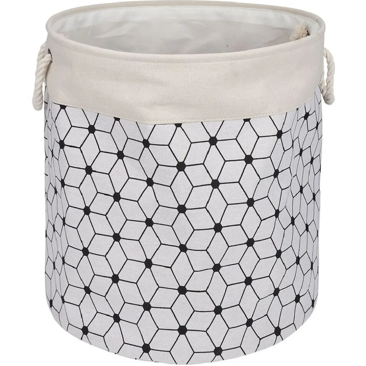 Entretien Du Linge|Gifi Panière à linge souple 72L motifs géométriques polyester beige