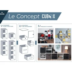 Rangement|Gifi Panière à motif chevron noir et blanc collection Urban 1 Box Cube