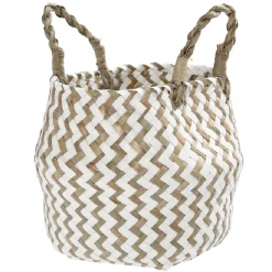 Rangement|Gifi Panière avec anses jacinthe blanc naturel