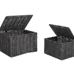 Rangement|Gifi Panière avec couvercle grise x2