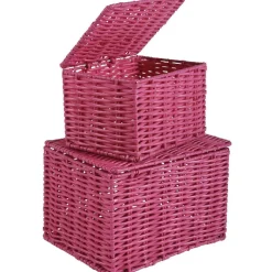 Rangement|Gifi Panière avec couvercle rose x2