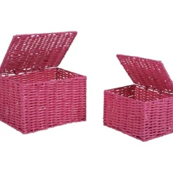 Rangement|Gifi Panière avec couvercle rose x2