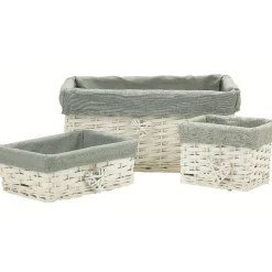 Rangement|Gifi Paniére blanc&gris osier et tissu