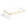 Rangement|Gifi Panière blanche avec rebord imitation bois 35,5x26xH13,5cm