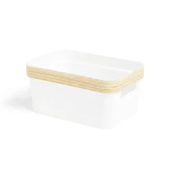 Rangement|Gifi Panière blanche avec rebord imitation bois 26x17,2xH12cm