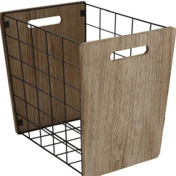 Rangement|Gifi Panière bois/métal taille S