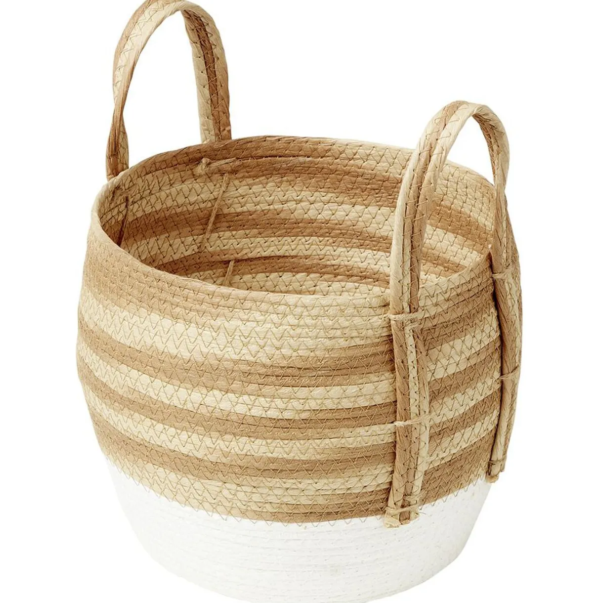 Rangement|Gifi Panière Bora blanc naturel Ø28 x H25 cm