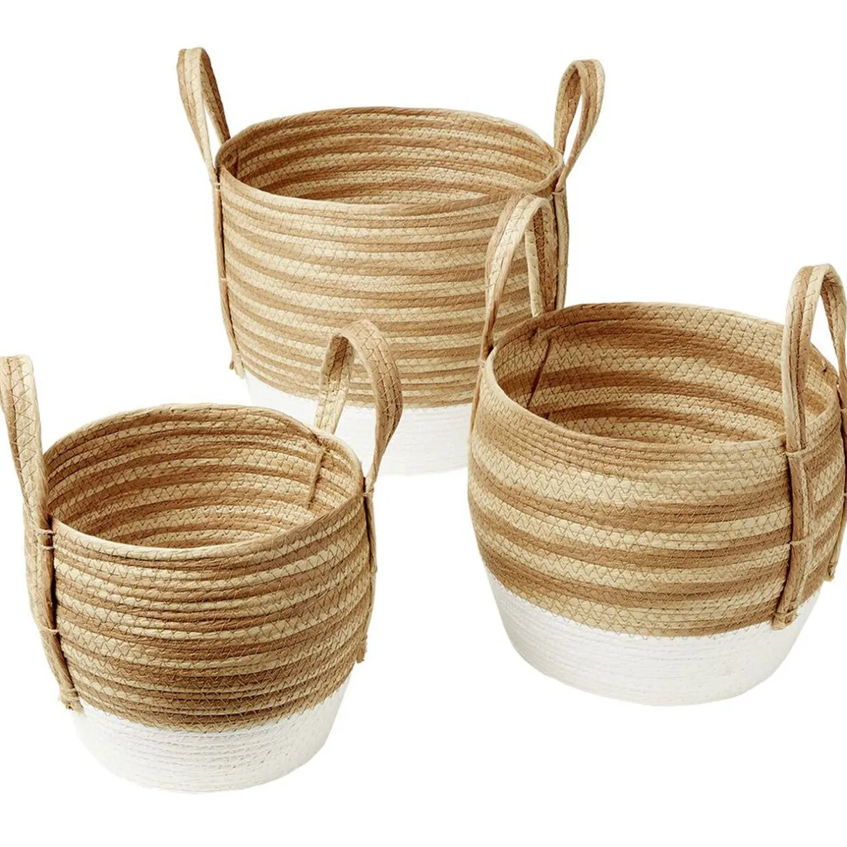 Rangement|Gifi Panière Bora blanc naturel Ø28 x H25 cm