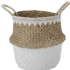 Rangement|Gifi Panière boule en jute bicolore blanc naturel grand modèle
