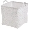 Rangement|Gifi Panière Box Cube coton imprimé 31x31x31cm blanc et beige