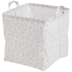 Rangement|Gifi Panière Box Cube coton imprimé 31x31x31cm blanc et beige