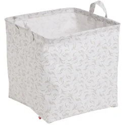 Rangement|Gifi Panière Box Cube coton imprimé 31x31x31cm blanc et beige