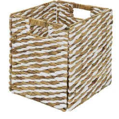 Rangement|Gifi Panière Box Cube jacinthe d'eau naturel et blanc