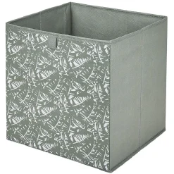 Rangement|Gifi Panière Box Cube motif floral vert et blanc 31x29x31cm